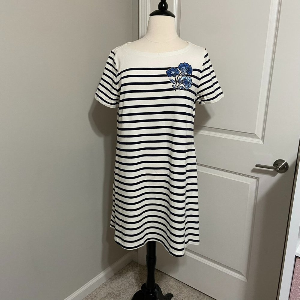 LOFT Plus Short Sleeve Striped Dress
